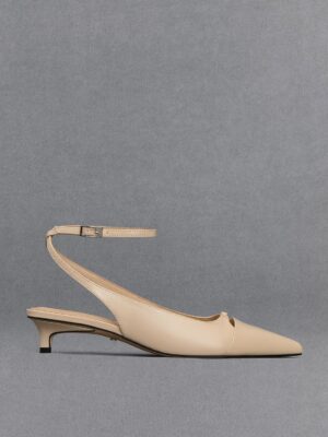 Charles & Keith - Leather Kitten-Heel Pumps