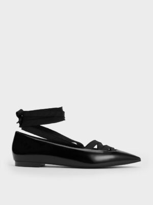 Charles & Keith - Pointed-Toe Tie-Around Ballet Flats