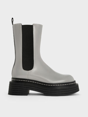 Charles & Keith - Stitch-Trim Platform Chelsea Boots
