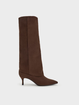 Charles & Keith - Faux Suede Pointed Stiletto Knee-High Boots