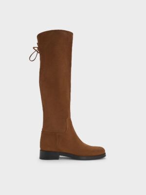 Charles & Keith - Louisa Faux Suede Fold-Over Thigh-High Boots