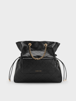 Charles & Keith - Duo Quilted Drawstring Two-Way Backpack