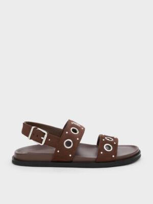 Charles & Keith - Faux Suede Grommet Slingback Sandals