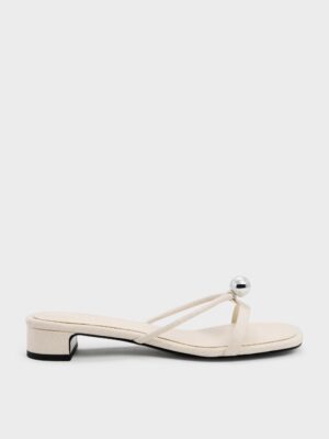 Charles & Keith - Georgie Linen Metal-Ball Heeled Mules
