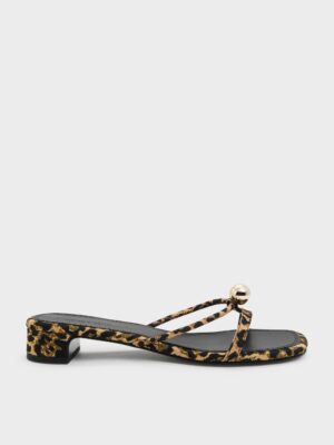Charles & Keith - Georgie Leopard-Print Metal-Ball Heeled Mules