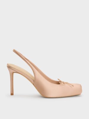 Charles & Keith - Satin Ruched Stiletto Slingback Pumps
