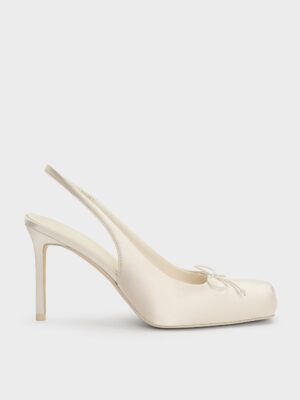 Charles & Keith - Satin Ruched Stiletto Slingback Pumps