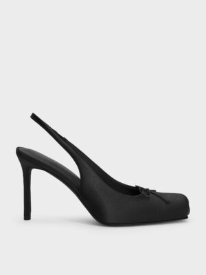 Charles & Keith - Satin Ruched Stiletto Slingback Pumps