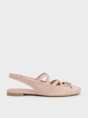 Charles & Keith - Satin Crossover Slingback Ballet Flats