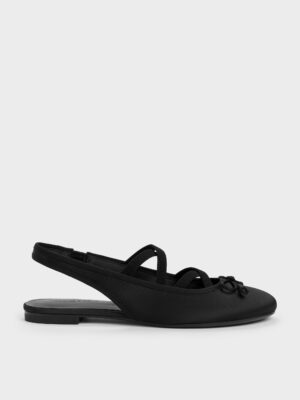 Charles & Keith - Satin Crossover Slingback Ballet Flats