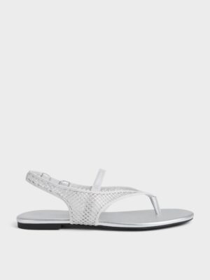 Charles & Keith - Ellory Mesh Thong Slingback Sandals