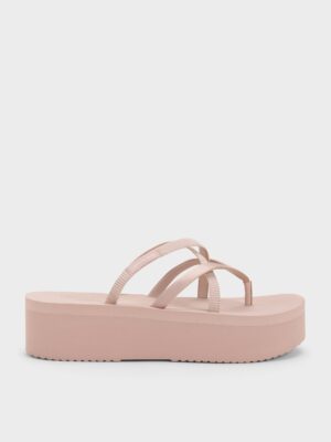 Charles & Keith - Levy Satin Strappy Flatform Sandals