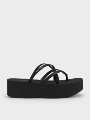 Charles & Keith - Levy Satin Strappy Flatform Sandals