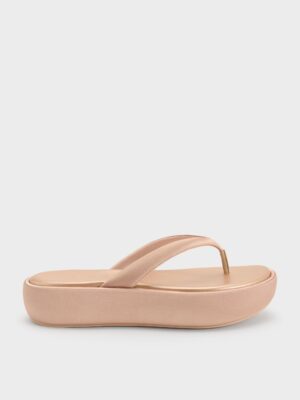 Charles & Keith - Satin Thong Flatform Sandals