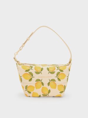 Charles & Keith - Amity Canvas Lemon-Print Hobo Bag