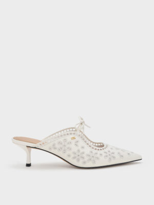 Charles & Keith - Leather Embroidered Heeled Mules