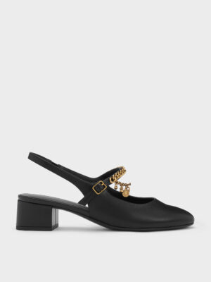 Charles & Keith - Double-Chain Charm Mary Jane Slingback Pumps