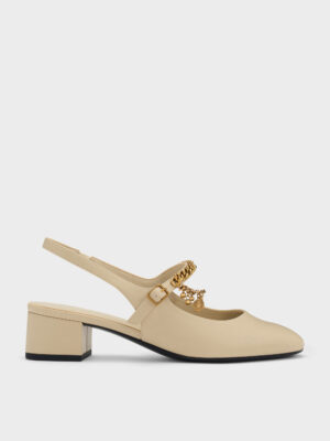 Charles & Keith - Double-Chain Charm Mary Jane Slingback Pumps