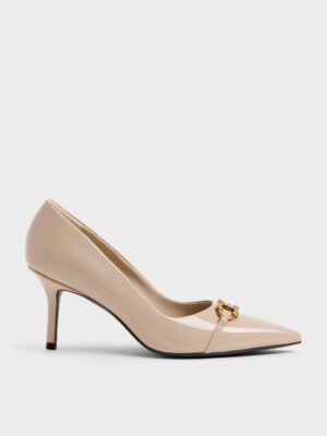 Charles & Keith - Patent Metallic-Buckle Pointed Pumps
