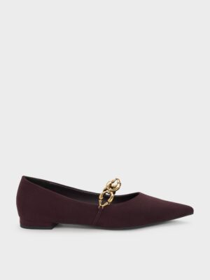 Charles & Keith - Faux Suede Metallic-Accent Ballet Flats