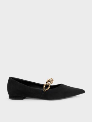 Charles & Keith - Faux Suede Metallic-Accent Ballet Flats