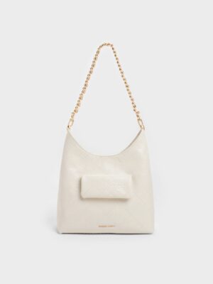 Charles & Keith - Duo Quilted Front-Pocket Chain Hobo Bag