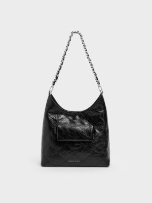Charles & Keith - Duo Quilted Front-Pocket Chain Hobo Bag