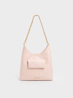 Charles & Keith - Duo Quilted Front-Pocket Chain Hobo Bag