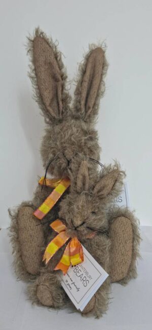 Canterbury Bears CAN999 Bunny and Freya — Two Brown Jointed Mohair Rabbits