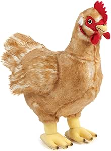 Living Nature AN378 Large Brown Chicken Standing Hen Bird Plush Toy