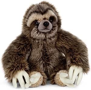Living Nature AN401 Sloth Sitting Brown Patterned Soft Plush Toy