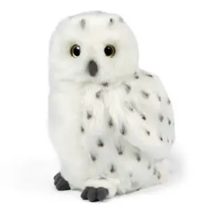Living Nature AN70 Snowy Owl White Patterned Sitting Bird Soft Plush Toy
