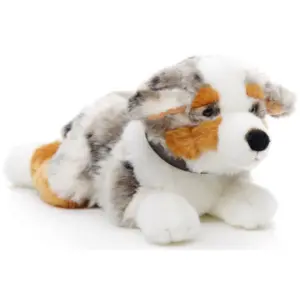 Uni Toys B22646R Australian Shepherd 40cm Lying Dog Plush Toy with Collar