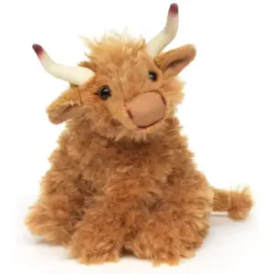 Uni Toys B92432R3 Highland Cow 18cm Sitting Golden-Brown Fluffy SMALL Plush Toy