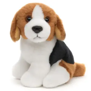 Uni Toys D21314A-BE Beagle Tricolour Sitting 12cm Dog Plush Toy