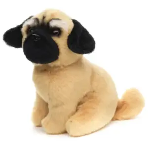 Uni Toys D21314A-MO Pug Beige and Black 12cm Sitting Dog Plush Toy