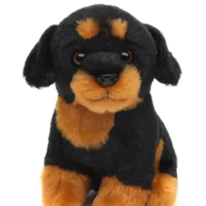 Uni Toys D21314A-RW Rottweiler Black and Brown 12cm Sitting Dog Plush Toy