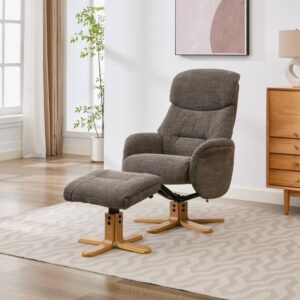 Eden Luxury Fabric Swivel Recliner - Thunder / Free Footstool