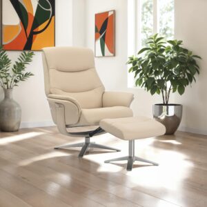 Hudson Real Leather Swivel Recliner - Cafe Latte / Leather