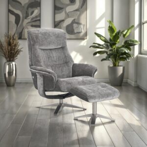 Hudson Faux Suede Swivel Recliner - Wishing Well / Fabric