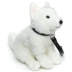 Uni Toys P20504-2 White Swiss Shepherd Puppy With Leash 30cm Sitting Dog Plush