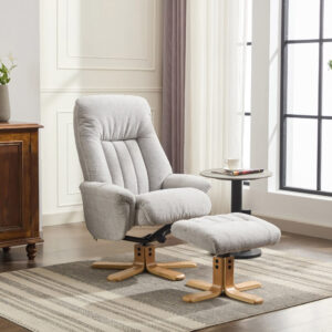 Paris Cosy Fabric Swivel Recliner Chair - Lille Cloud / Free Footstool / Fabric