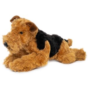 Uni Toys L52104R Airedale Terrier Tan and Black Lying 43cm Textured Dog Plush