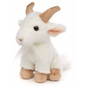Uni Toys HZ018122 Mountain Goat White and Beige 20cm Sitting Plush Toy
