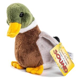 Uni Toys L57035 Mallard Duck with Quacking Voice 16cm Sitting Plush Toy