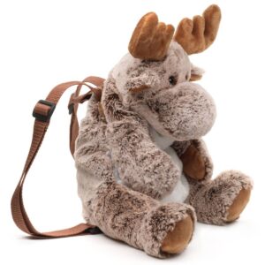Uni Toys RE3625 Moose Backpack Brown and White 40cm Plush Bag