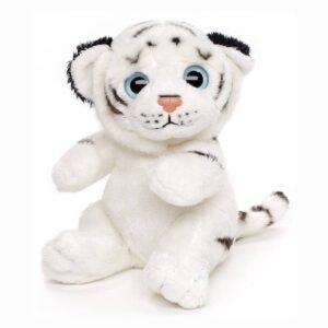 Uni Toys D40392A-TW White Tiger Cute 16cm Striped Sitting Plush Toy