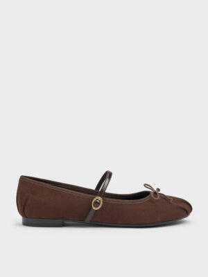 Charles & Keith - Emiko Faux Suede Bow Mary Jane Flats