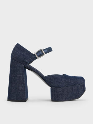 CHARLES & KEITH - Shayla Denim D'Orsay Platform Pumps