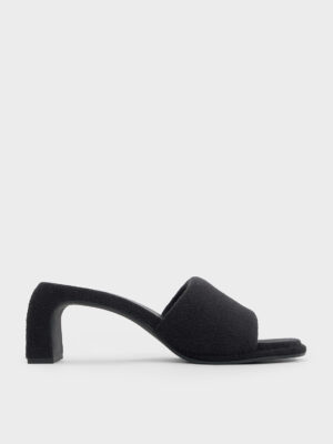 Charles & Keith - Loey Textured Curved-Heel Mules